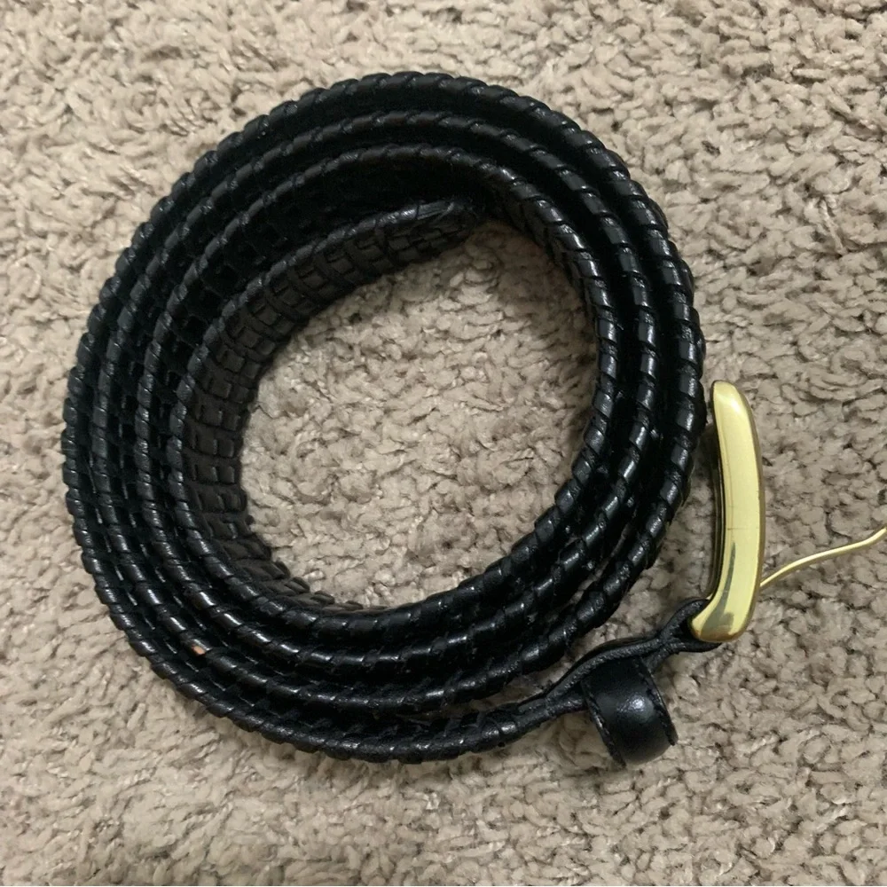 Men’s Genuine Leather Braided Black Belt 42